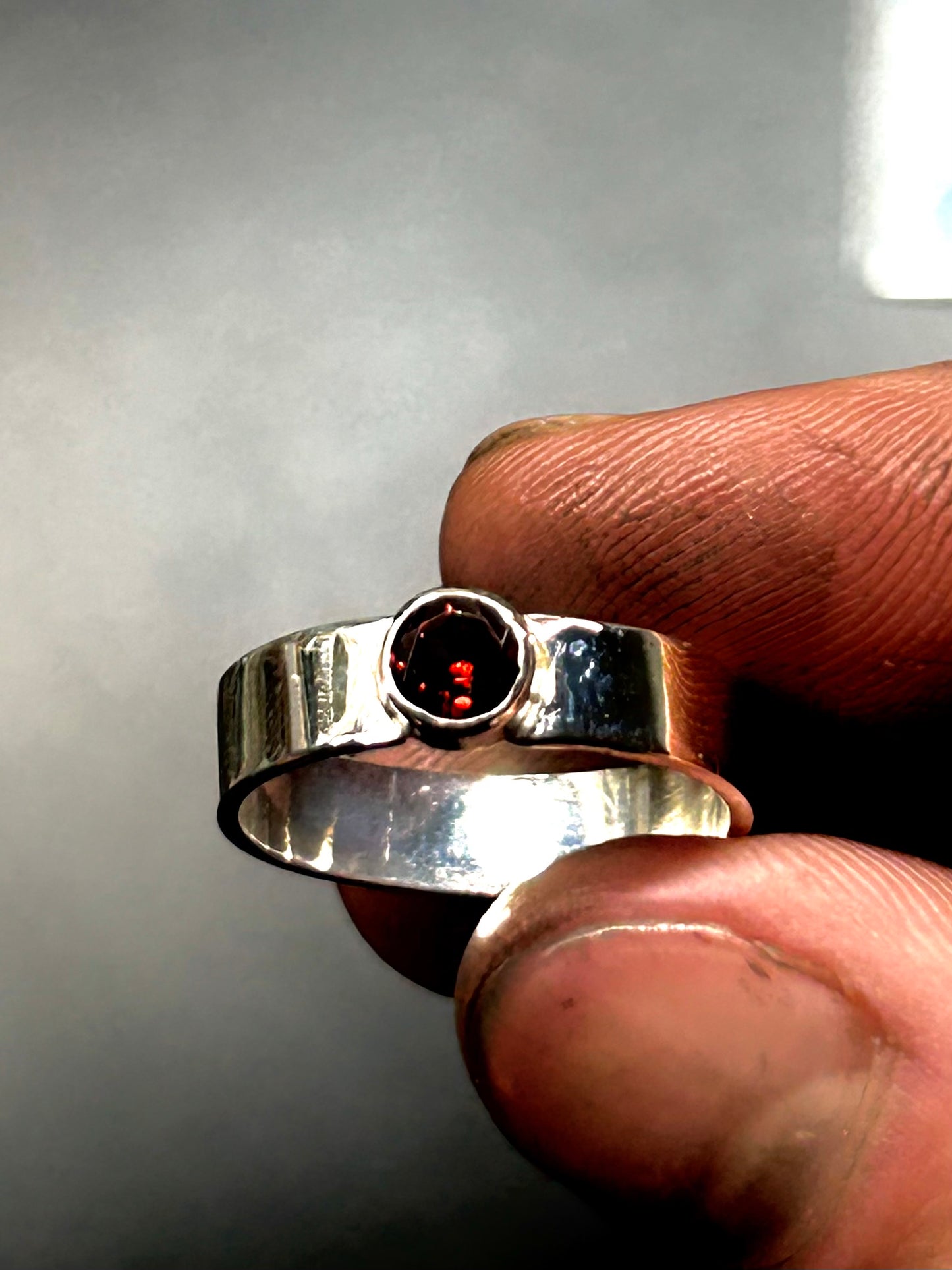 MON BEAU - Sterling Silver & Mozambique Garnet - Size: 8