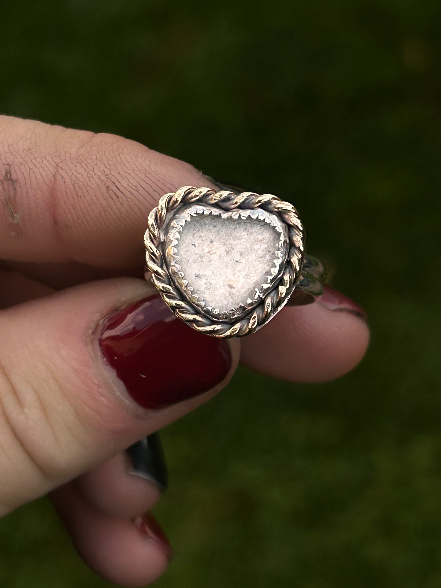 silver and gold cremated remains ring for ashes and pets