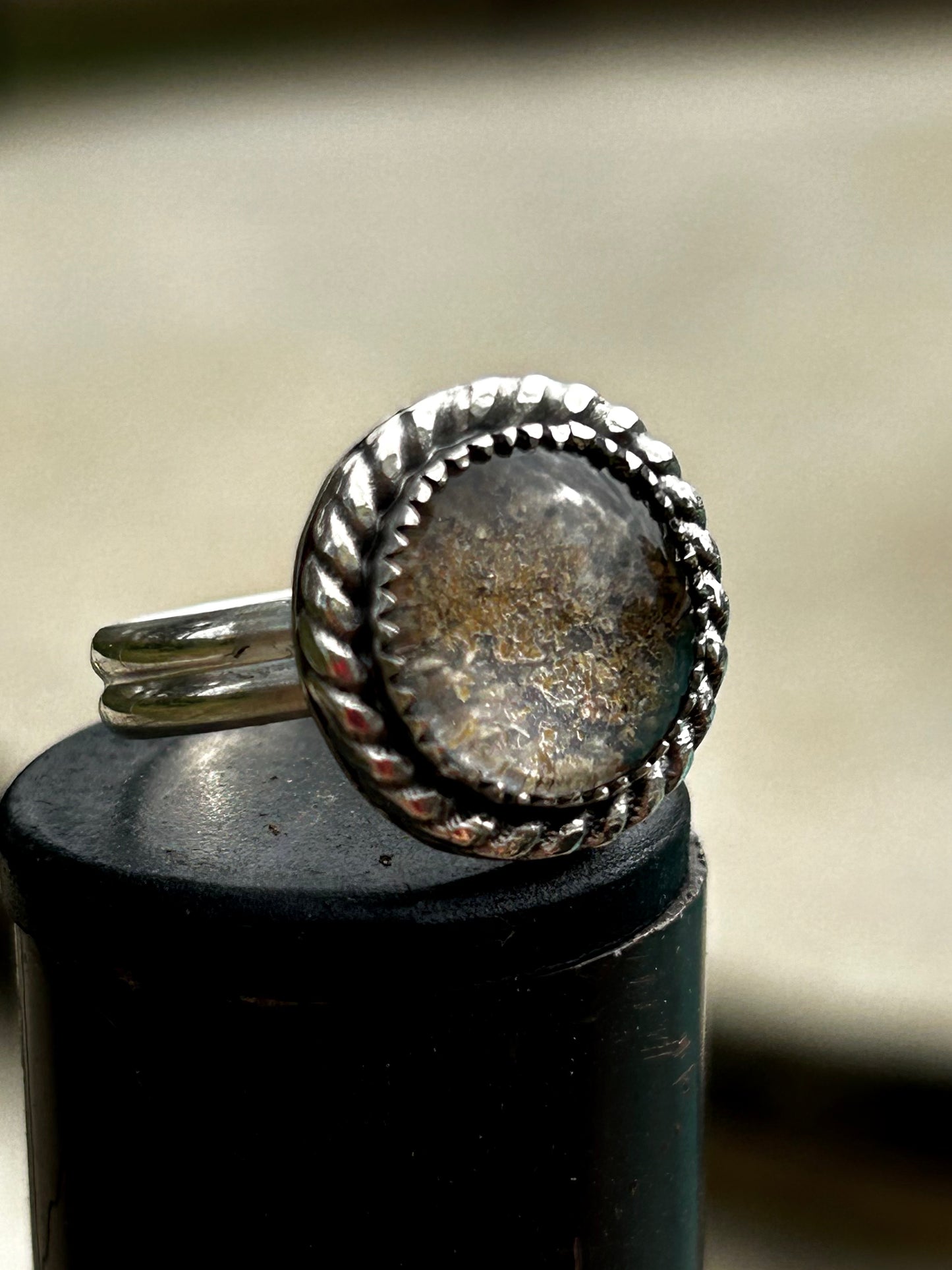 round ash memorial silver ring