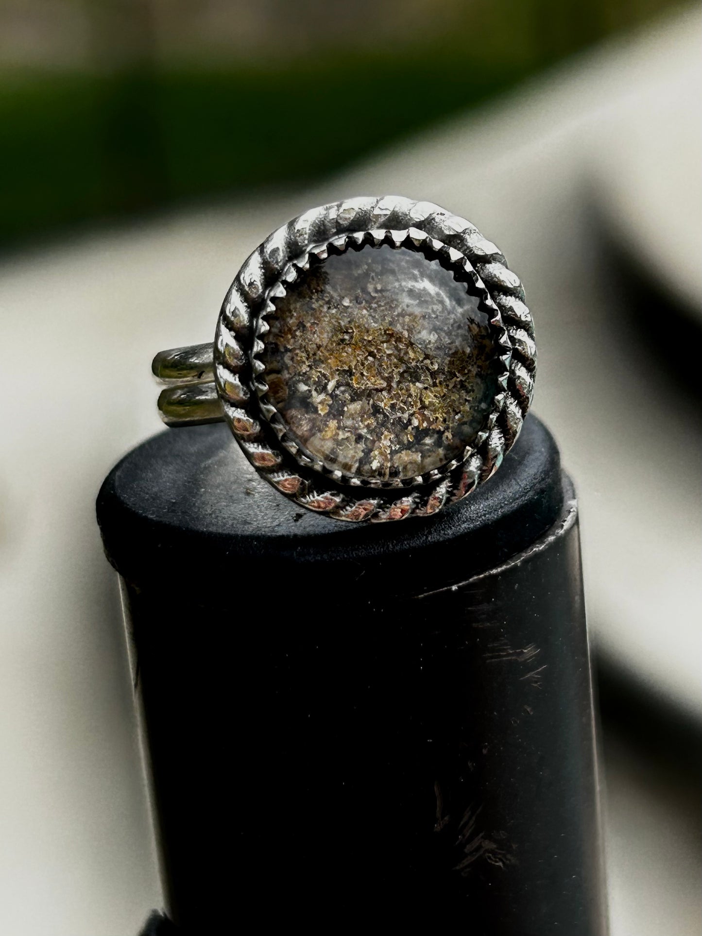 round ash memorial silver ring