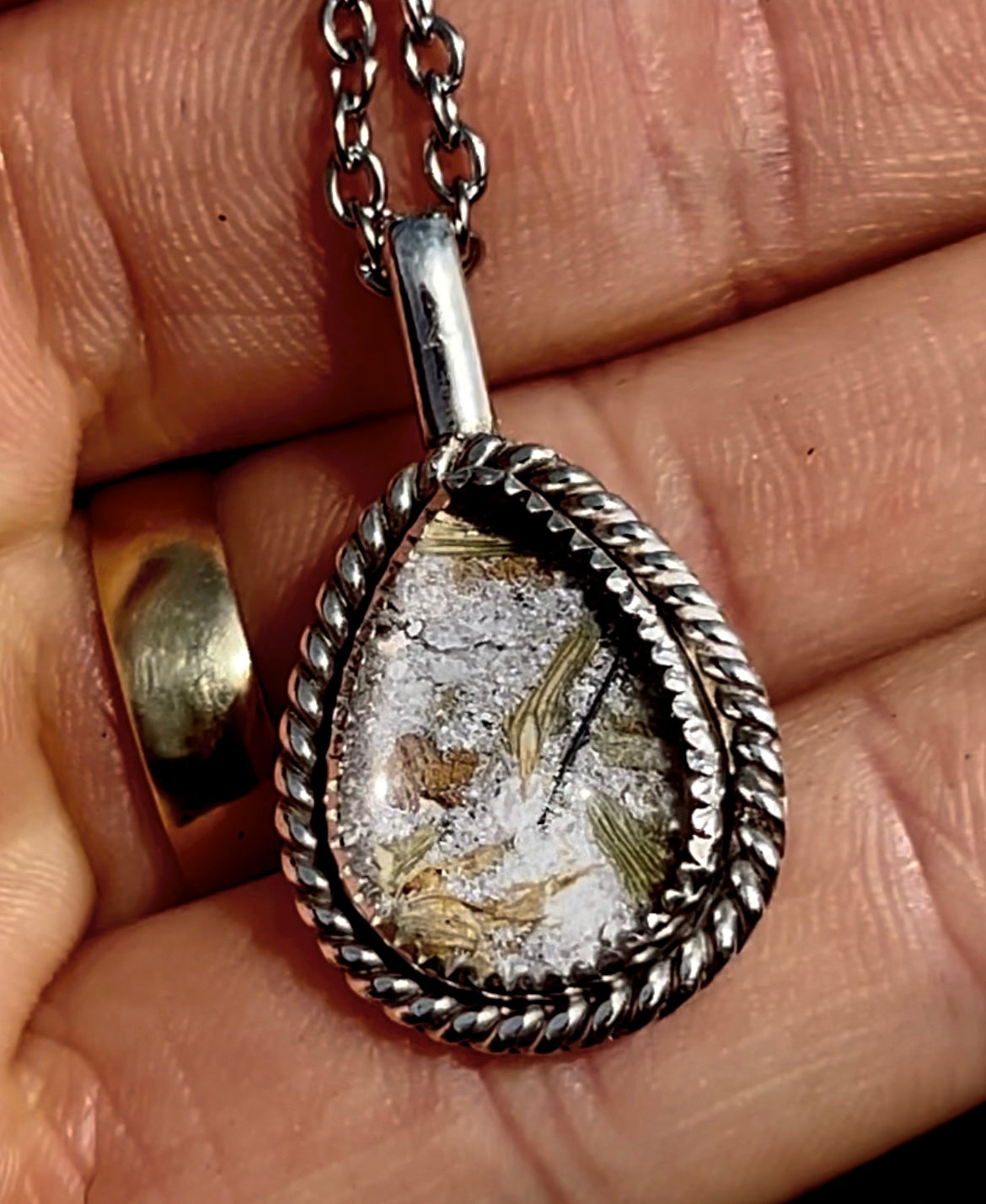 teardrop ash necklace sterling silver