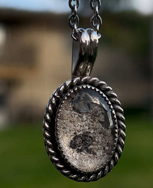 oval memorial cremation necklace for pets